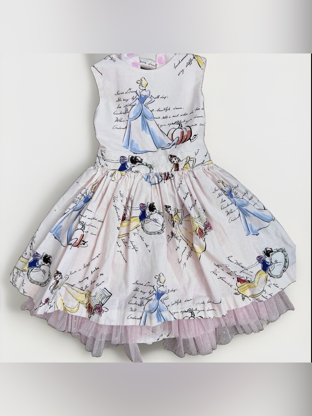 Disney Princess Pink Custom Hand Made Dress Size 2T-3T Brand New  with ruffle